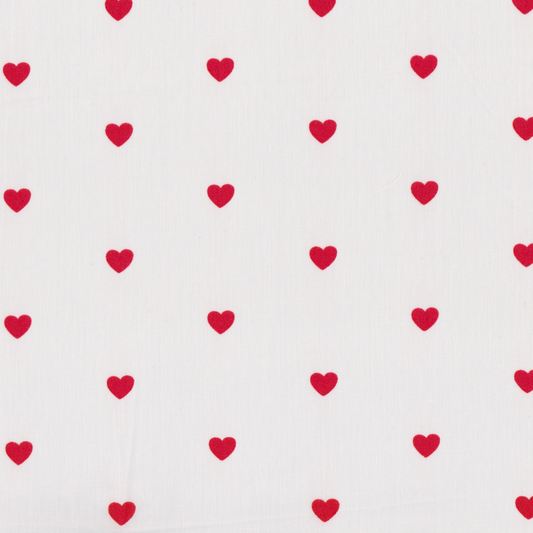 Poplin Branco com Corações Vermelhos