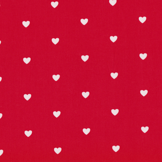 Poplin Vermelho com Corações Brancos