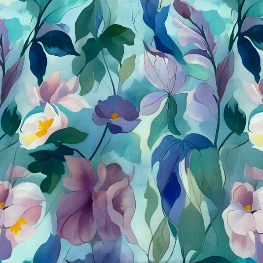 Viscose Flores Azul