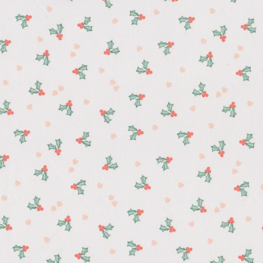 Retalho Poplin Azevinhos Branco - 70cm