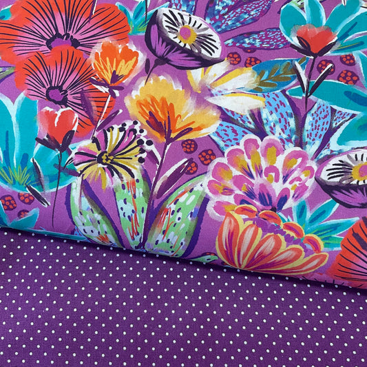 Poplin Flores Roxo