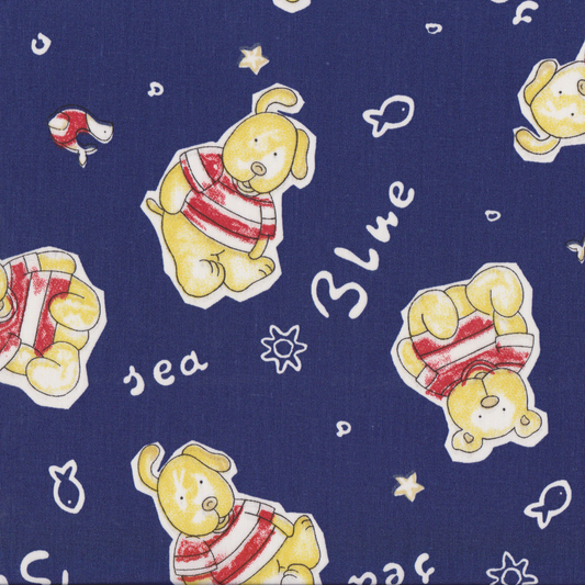 Retalho Poplin Azul Marinho com Ursinhos - 80cm
