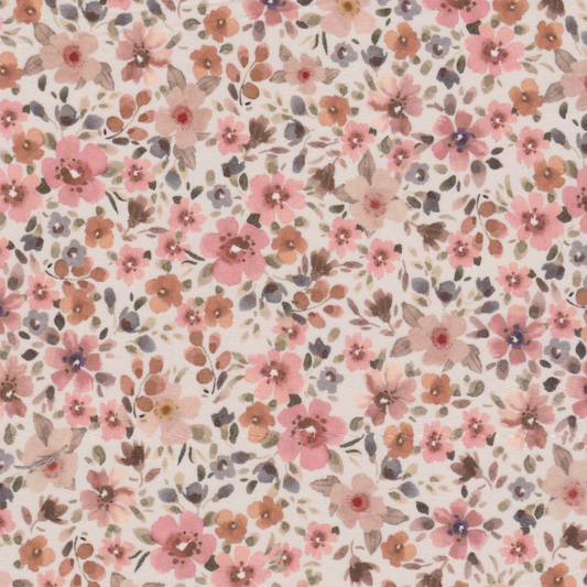 Poplin Flores Fundo Pêssego