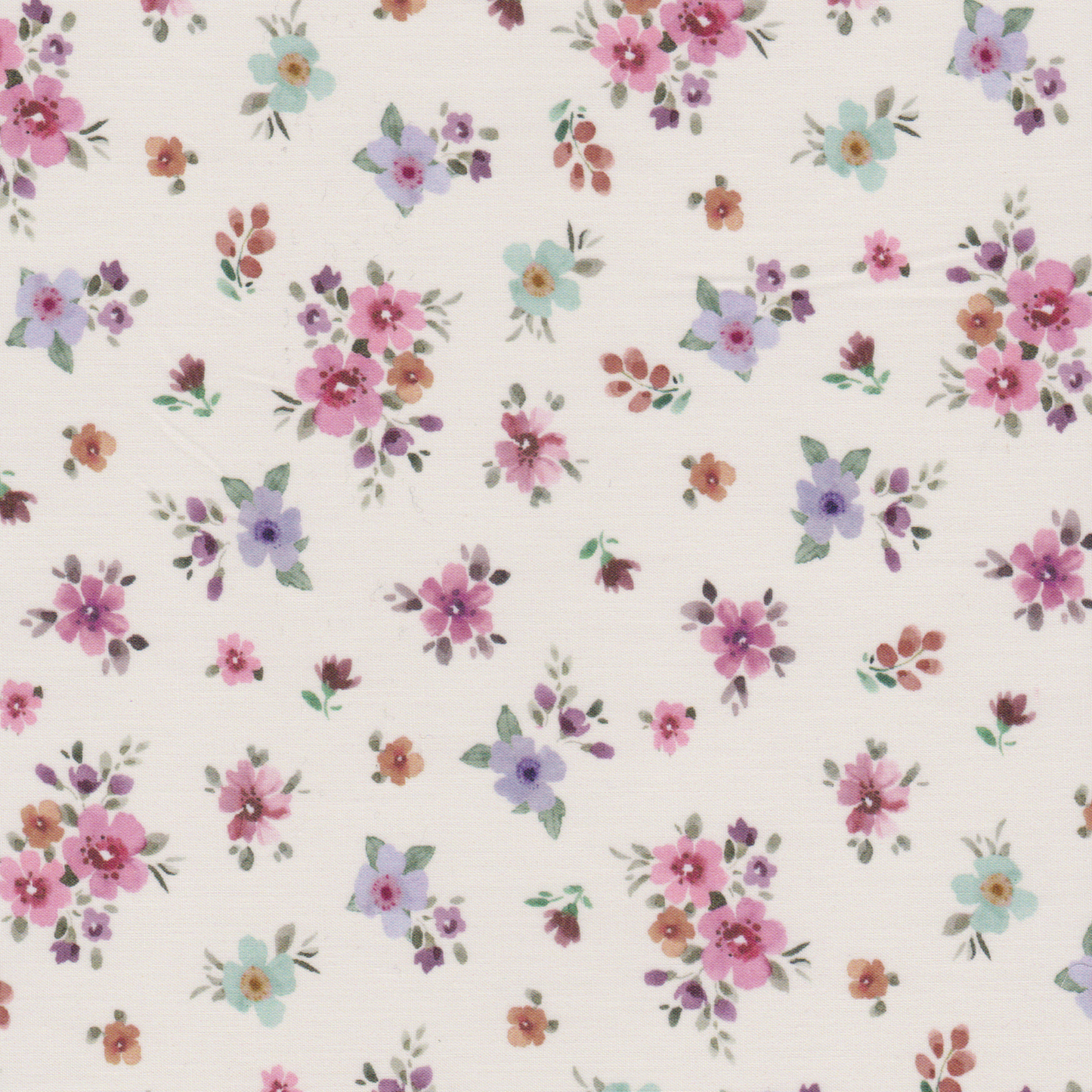 Poplin Flores Espaçadas Fundo Branco