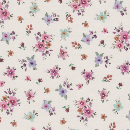 Poplin Flores Espaçadas Fundo Branco