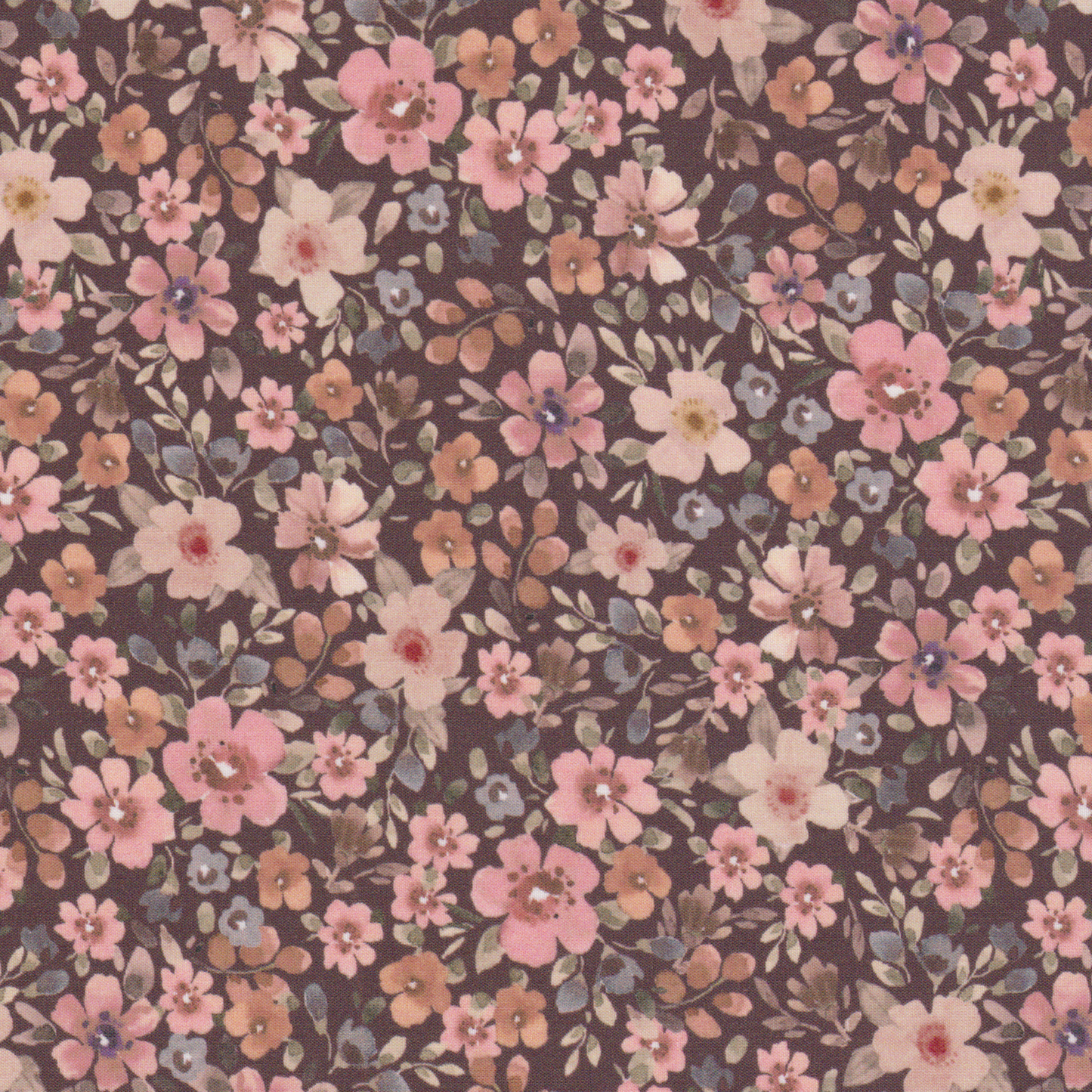 Poplin Flores Fundo Castanho