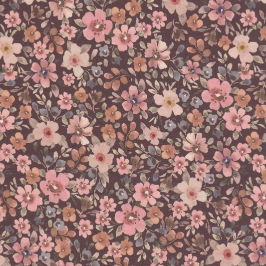 Poplin Flores Fundo Castanho