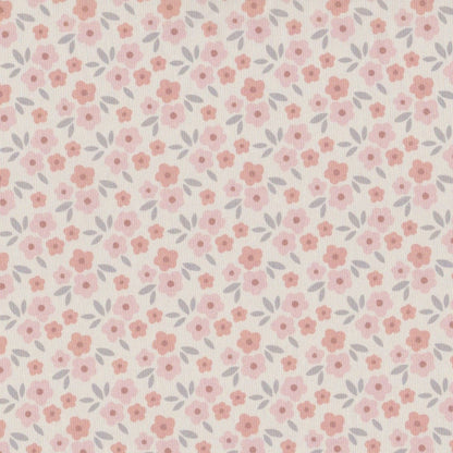 Poplin Flores Rosa e Cinza