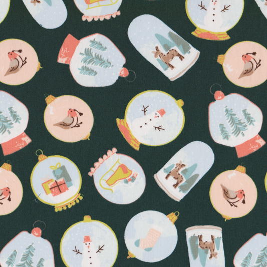 Poplin Globos de Neve Verde