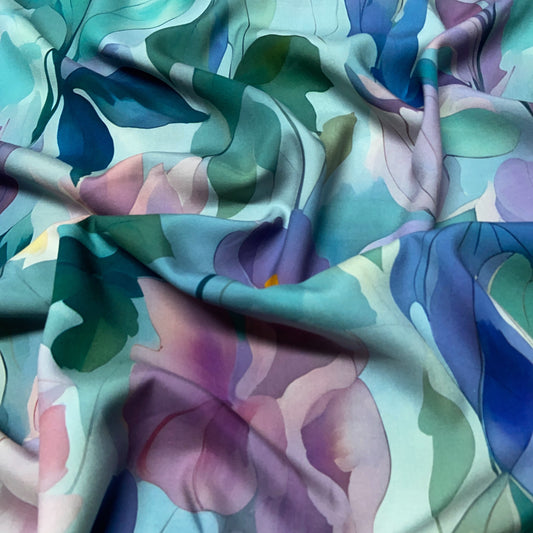 Viscose Flores Azul