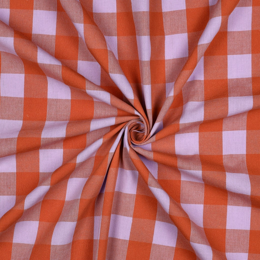 Poplin Vichy Grande Laranja e Lilás