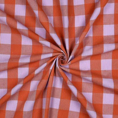 Poplin Vichy Grande Laranja e Lilás