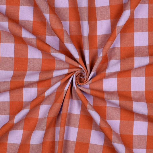 Poplin Vichy Grande Laranja e Lilás