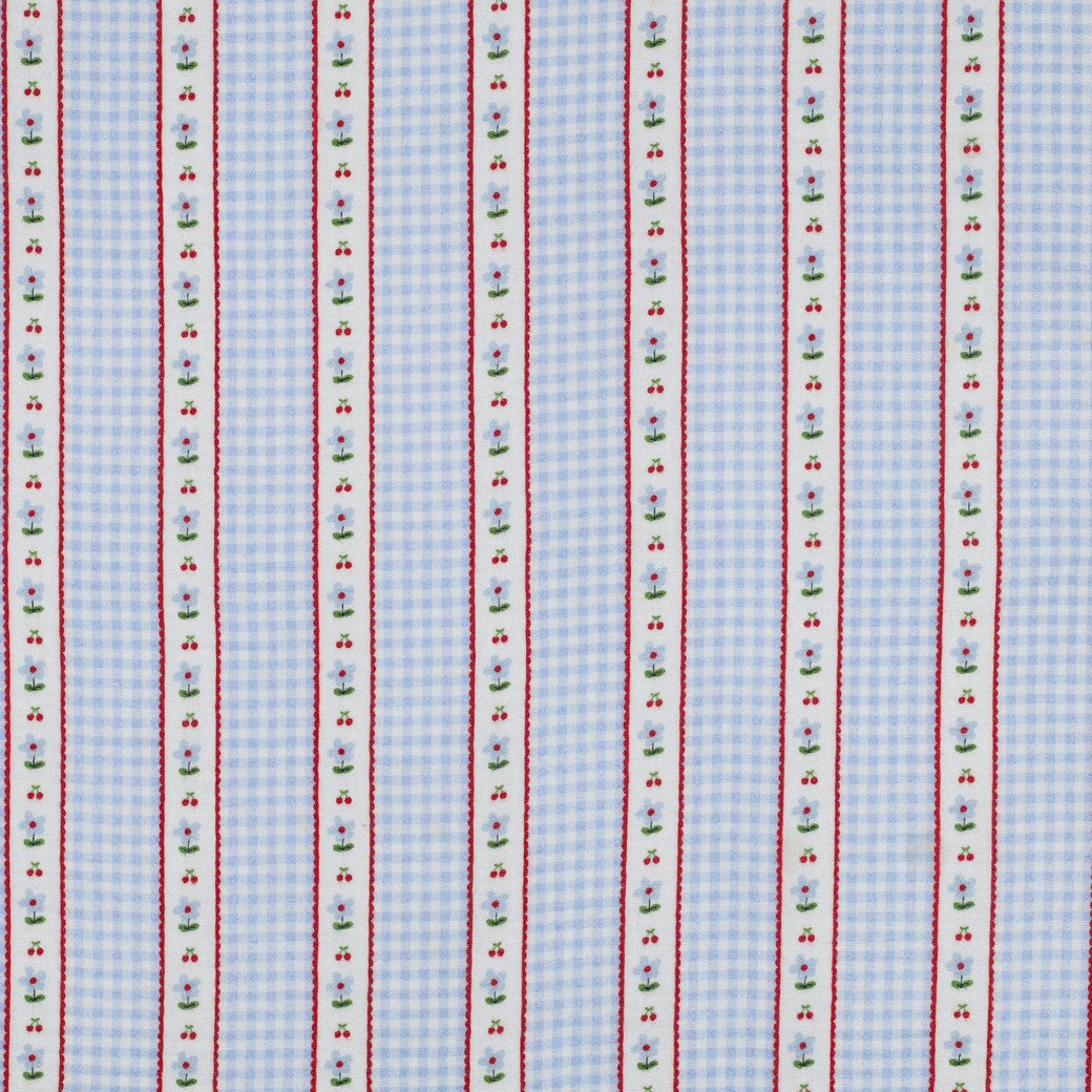 Musselina Riscas Floral Azul