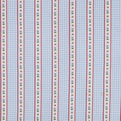 Musselina Riscas Floral Azul