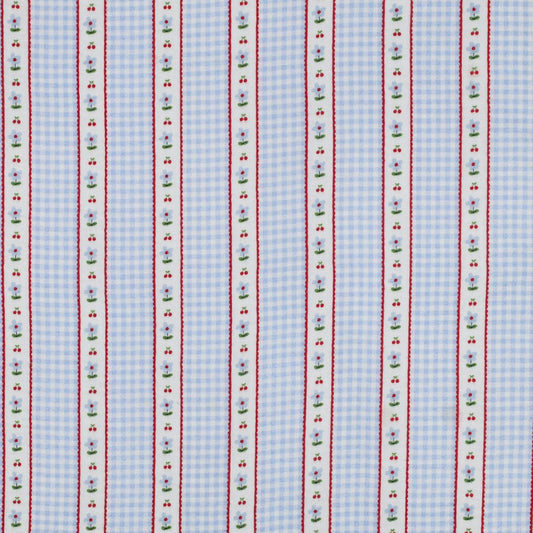 Musselina Riscas Floral Azul