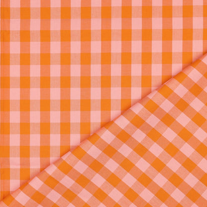 Poplin Vichy Rosa e Laranja