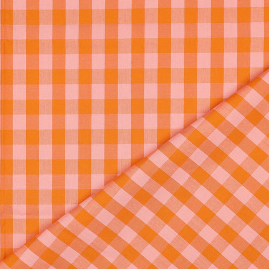 Poplin Vichy Rosa e Laranja