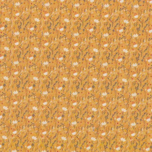 Poplin Folhinhas e Bolotas Laranja