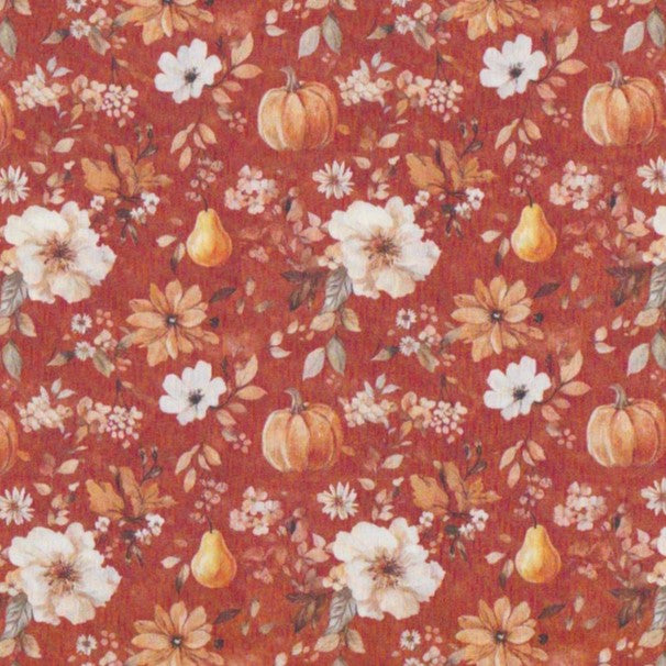 Poplin Terracota com Abóboras e Pêras