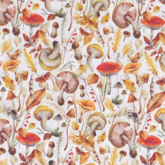 Poplin Cogumelos e Folhas