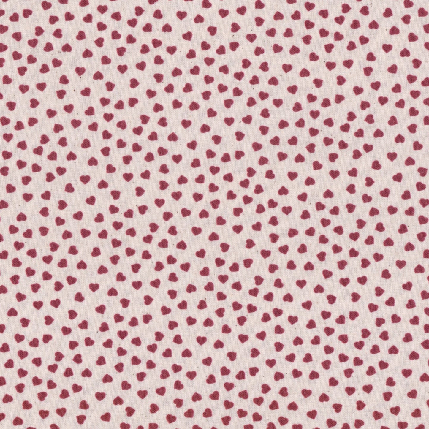 Poplin Cru com Corações Vermelho Escuro