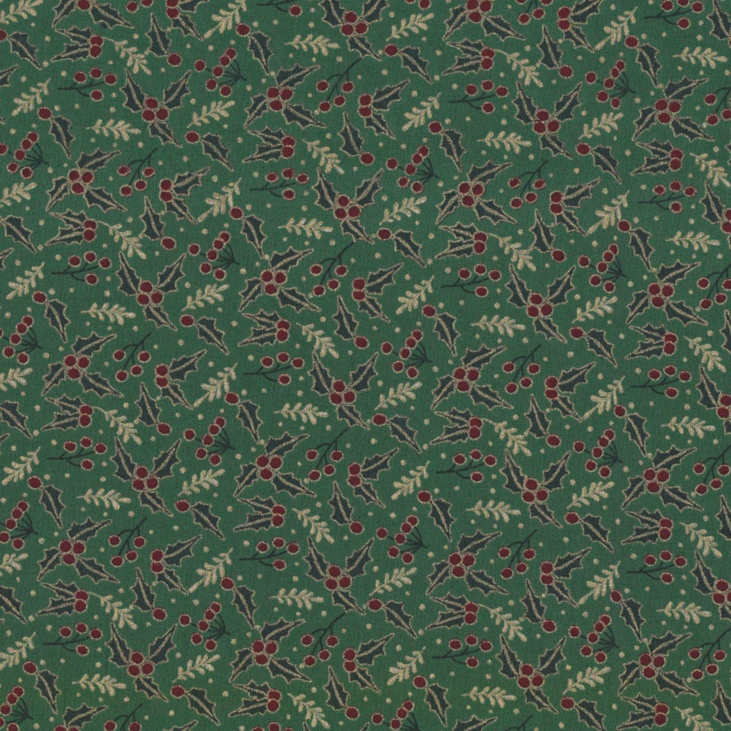 Poplin Azevinho Verde com Dourado