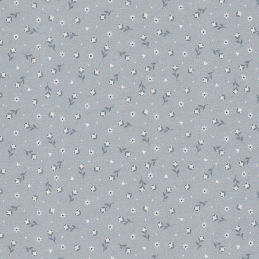 Poplin Florinhas Azul Seco