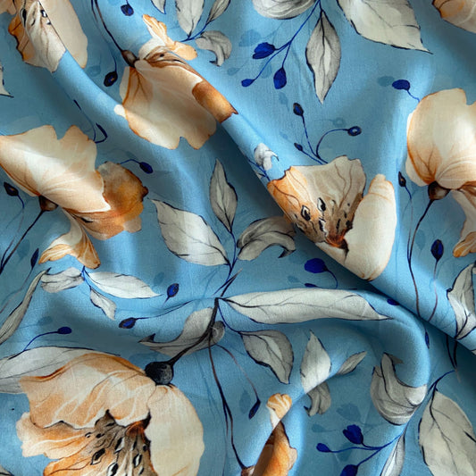 Viscose Floral Azul