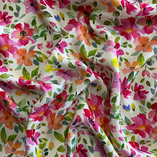 Viscose Floral Rosa Forte
