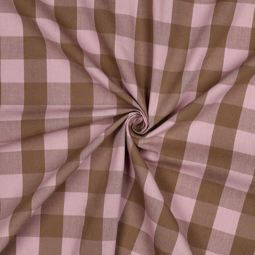 Poplin Vichy Grande Castanho e Rosa