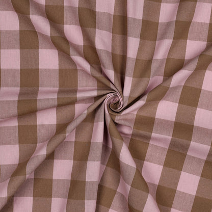 Poplin Vichy Grande Castanho e Rosa