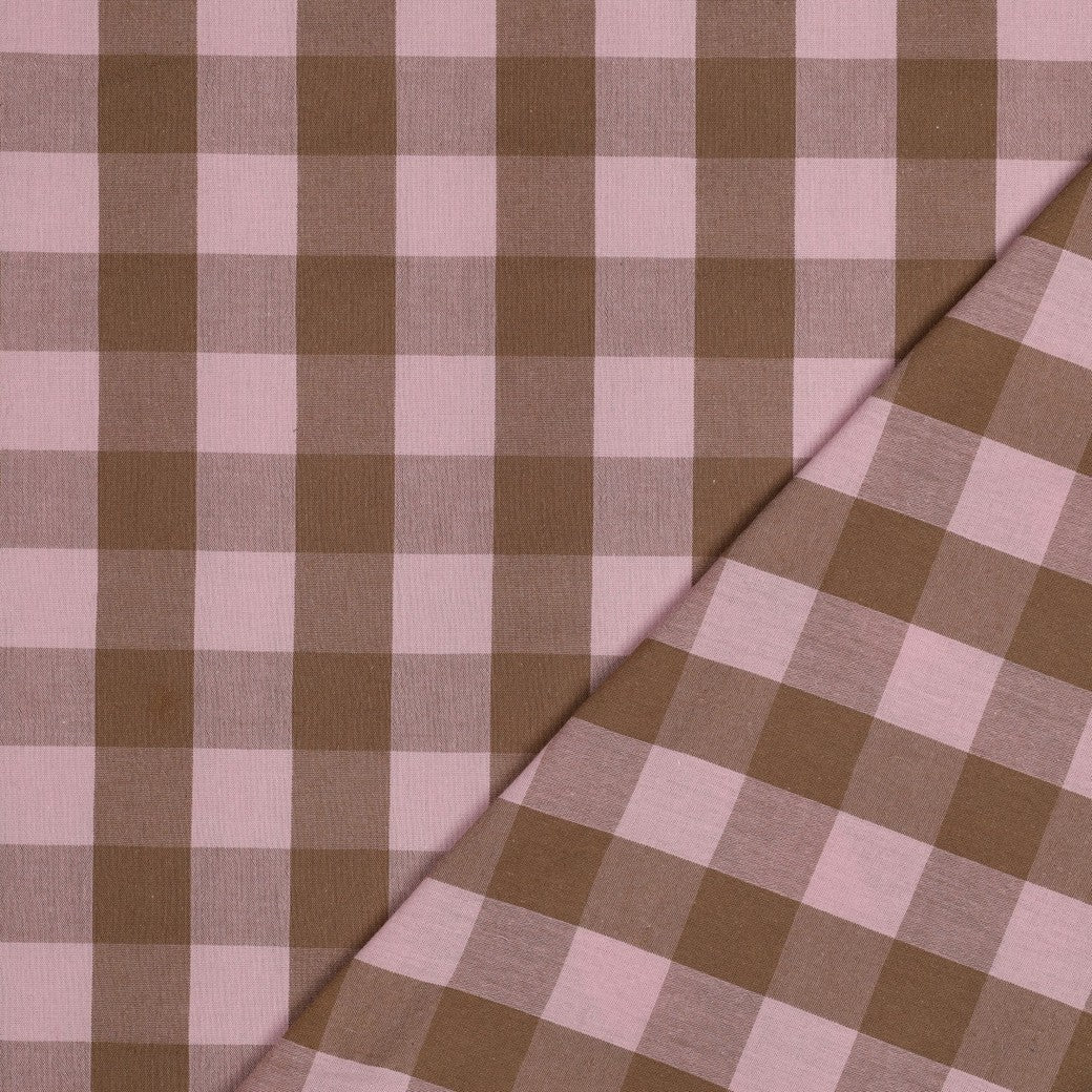 Poplin Vichy Grande Castanho e Rosa