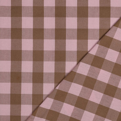 Poplin Vichy Grande Castanho e Rosa
