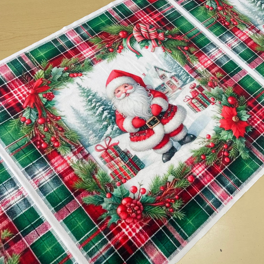 Painel Almofada Veludo Pai Natal Xadrez