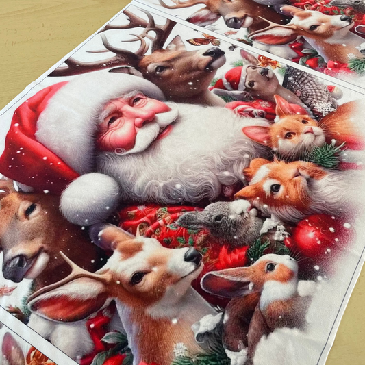 Painel Almofadas Veludo Pai Natal e Animais