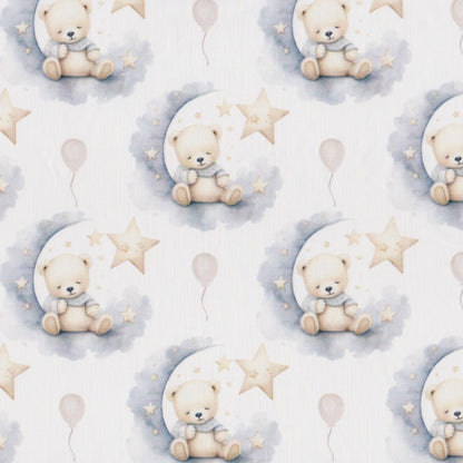 Poplin Ursinhos com Luas e Estrelas