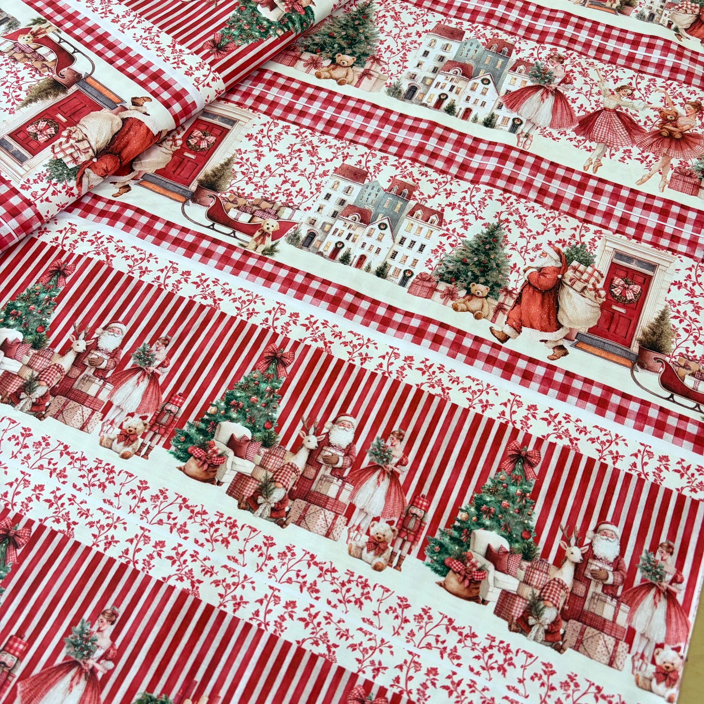 Poplin Barras Vermelho Vintage