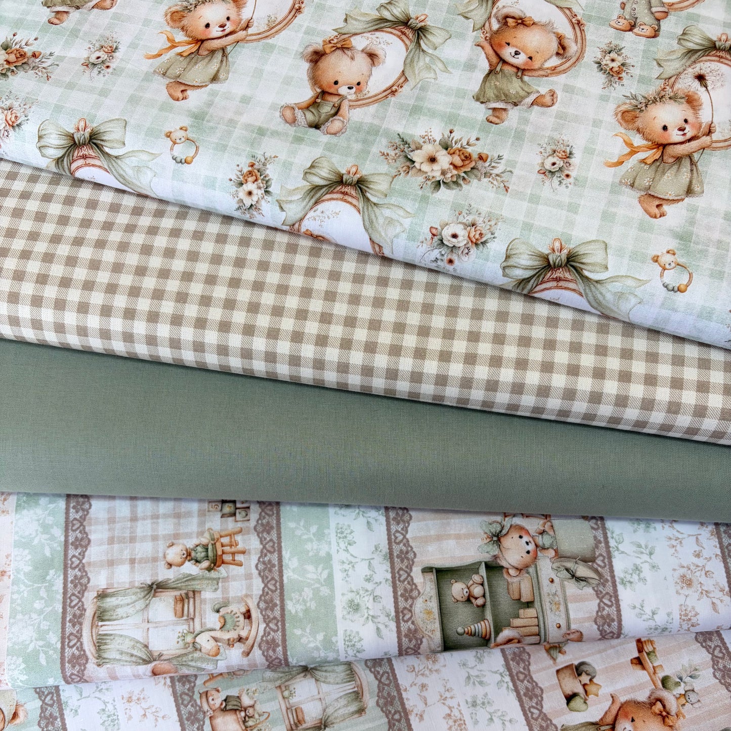 Poplin ursinhas verde