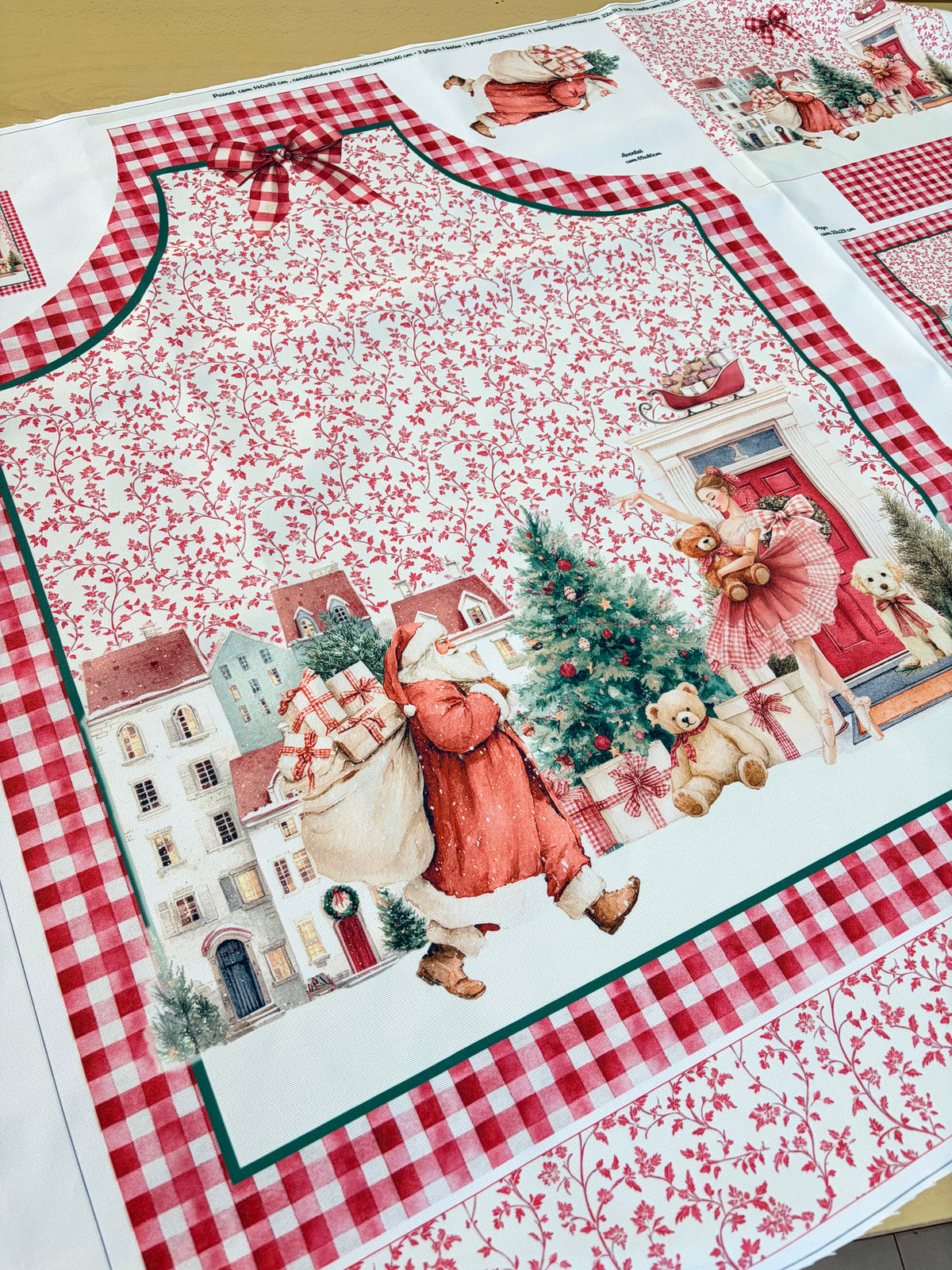 Painel Avental Vermelho Vintage Folhagem