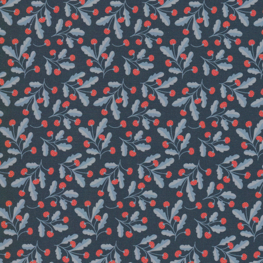 Retalho Poplin Framboesas Azul - 45cm