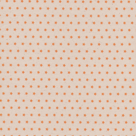Poplin Cru com Estrelas Laranja