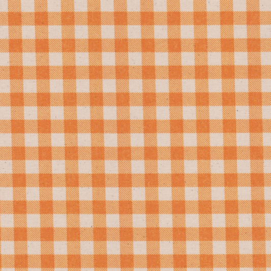 Poplin Xadrez Laranja e Cru