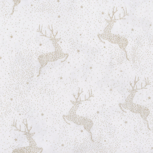 Poplin Renas Branco com Dourado