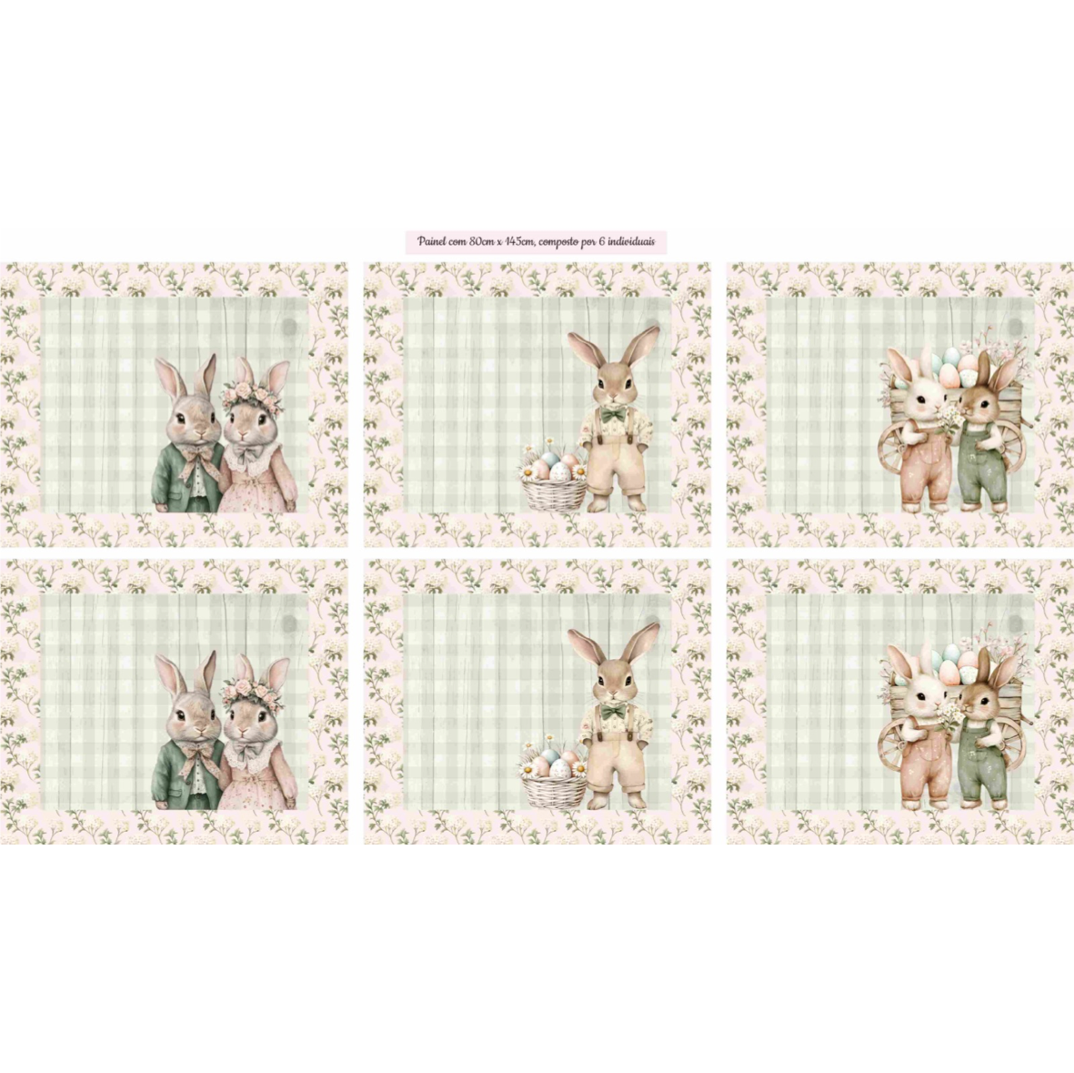 Painel Individuais Primavera Vintage Verde e Rosa