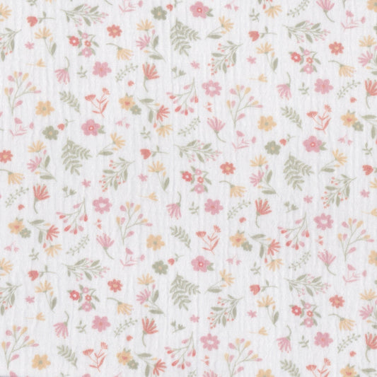 Musselina Floral Rosa e Verde