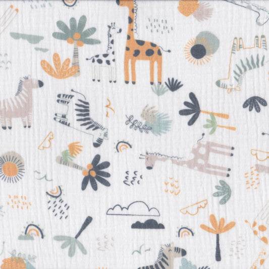 Musselina Zebras e Girafas