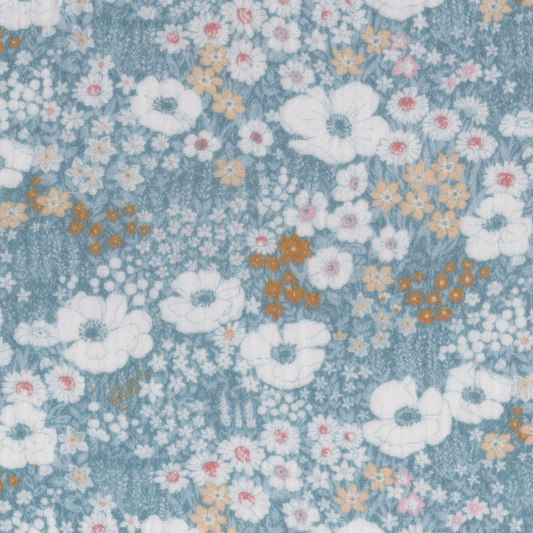 Musselina Floral Azul