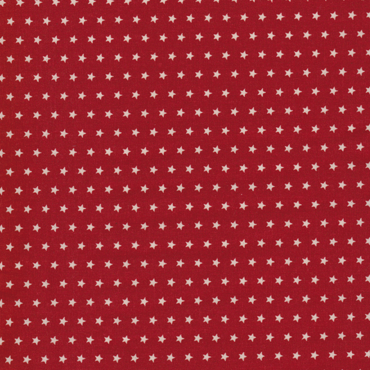 Poplin Estrelas Cru com Vermelho