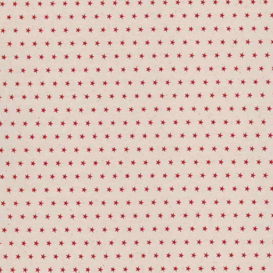 Poplin Estrelas Vermelho com Cru
